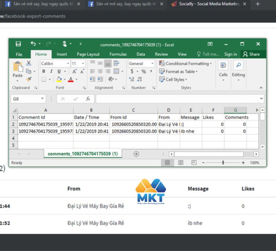 Cách xuất bình luận fanpage facebook thành file excel