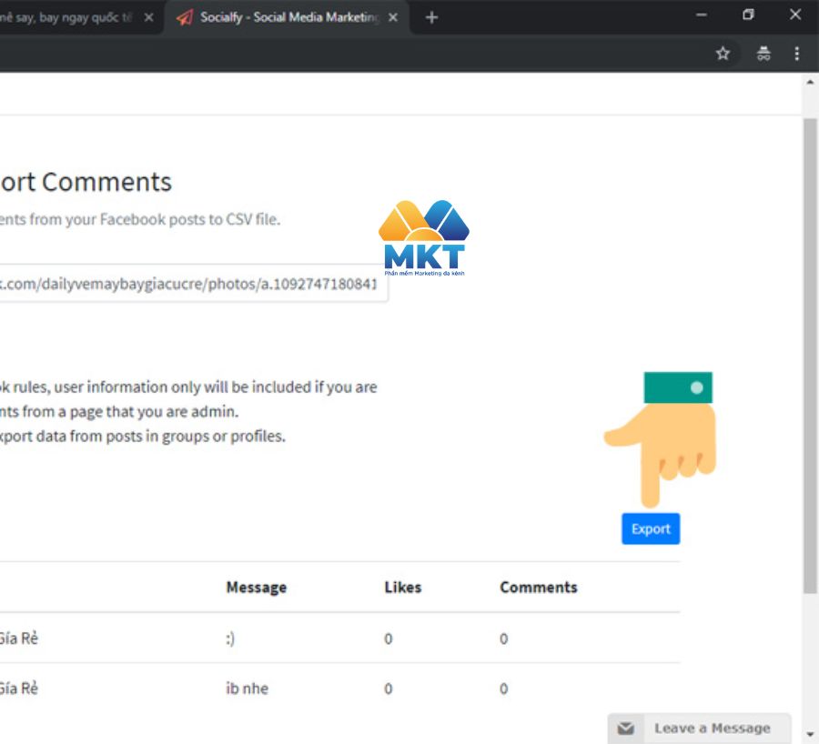 Cách xuất bình luận fanpage facebook thành file excel