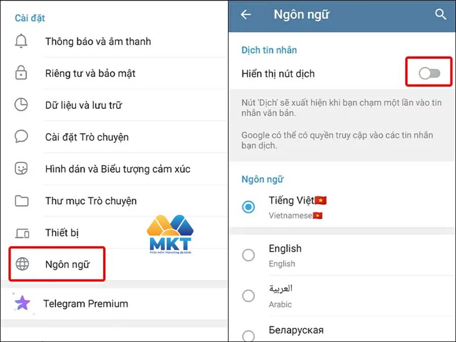 Cách bật tính năng dịch tin nhắn trên Telegram