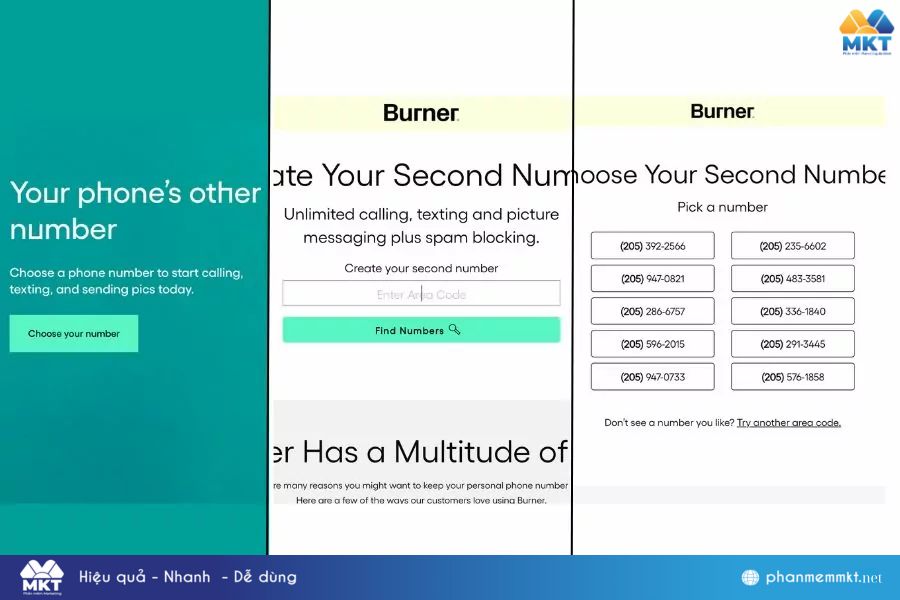 Lấy số điện thoại ảo trên Burner