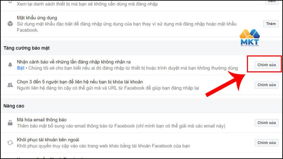 Tạo cảnh báo đăng nhập Facebook