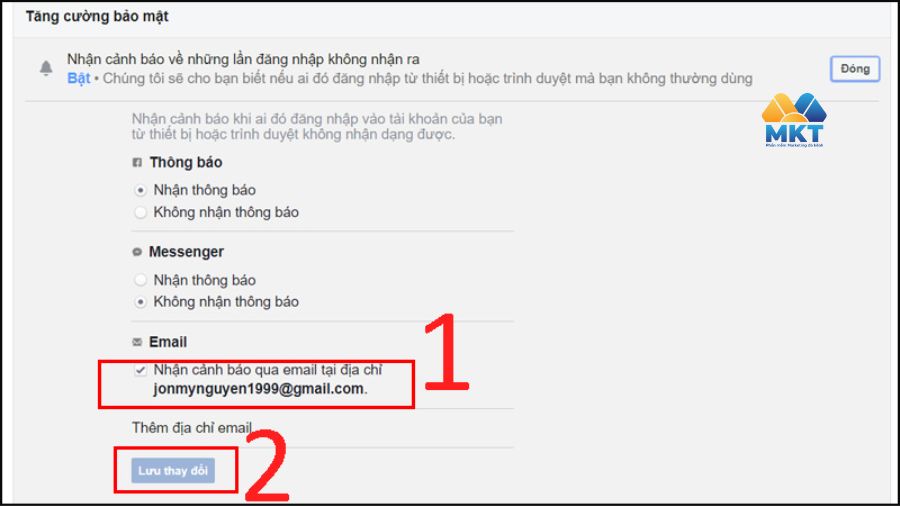 Tạo cảnh báo đăng nhập Facebook