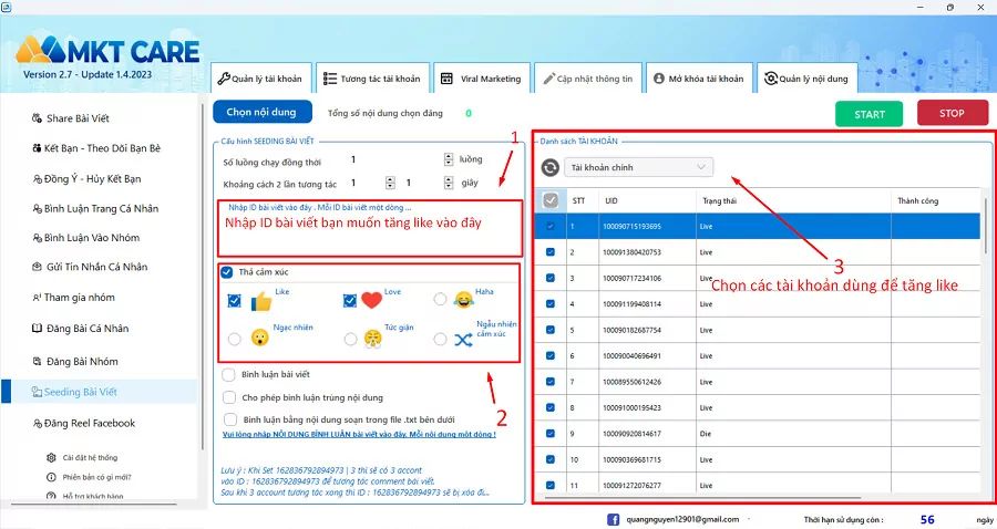 Cách hack like facebook ảnh không tụt bằng MKT Care