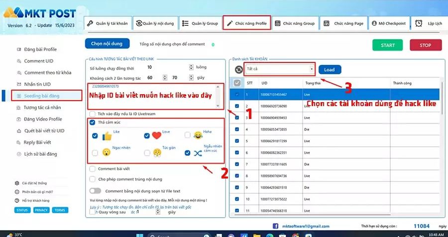 Cách hack like facebook ảnh không bị mất nick bằng MKT Post