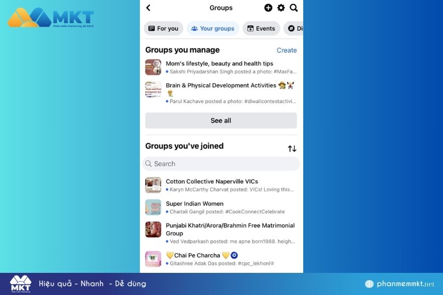 Cách tìm nhóm trên Facebook bằng điện thoại