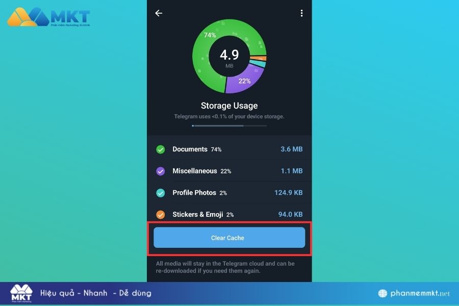 Clear Telegram Cache khi không thể xem video