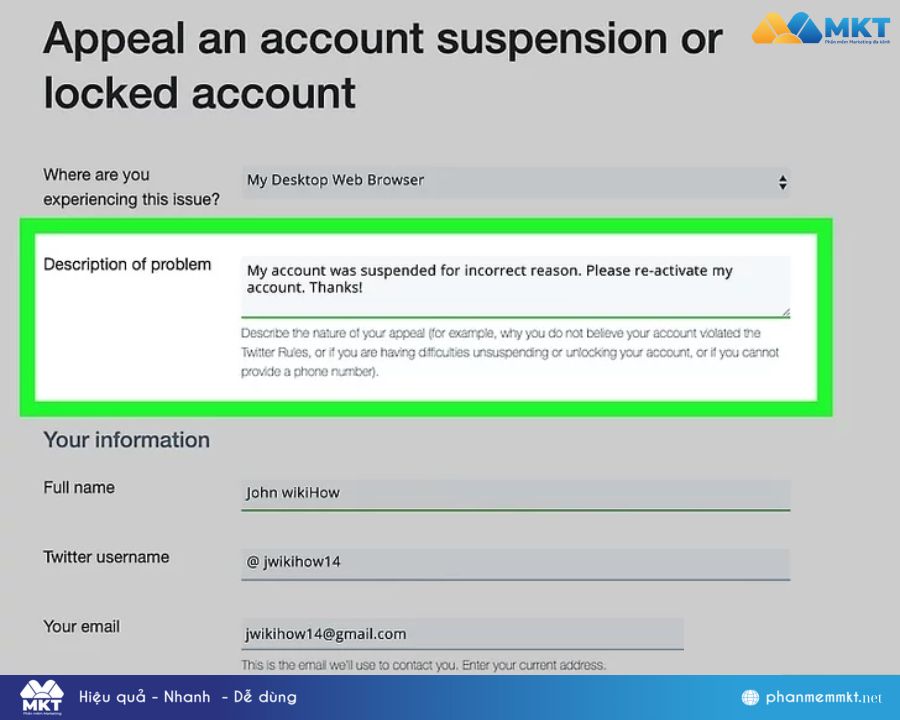 Khiếu nại tài khoản bị giới hạn hoặc bị tạm ngưng
