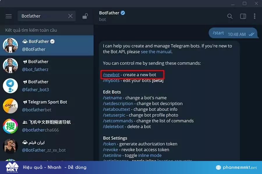 Cách tạo bot quản lý Telegram