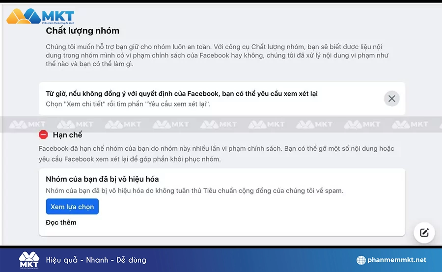 Cách kháng group bị vô hiệu hóa