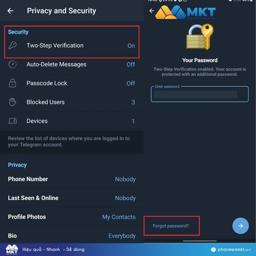 Thay đổi mật khẩu Telegram của bạn