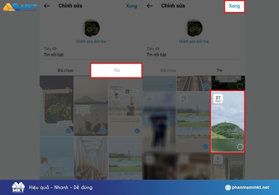 chọn các tin mà bạn muốn thêm vào bộ sưu tập tin nổi bật của mình 