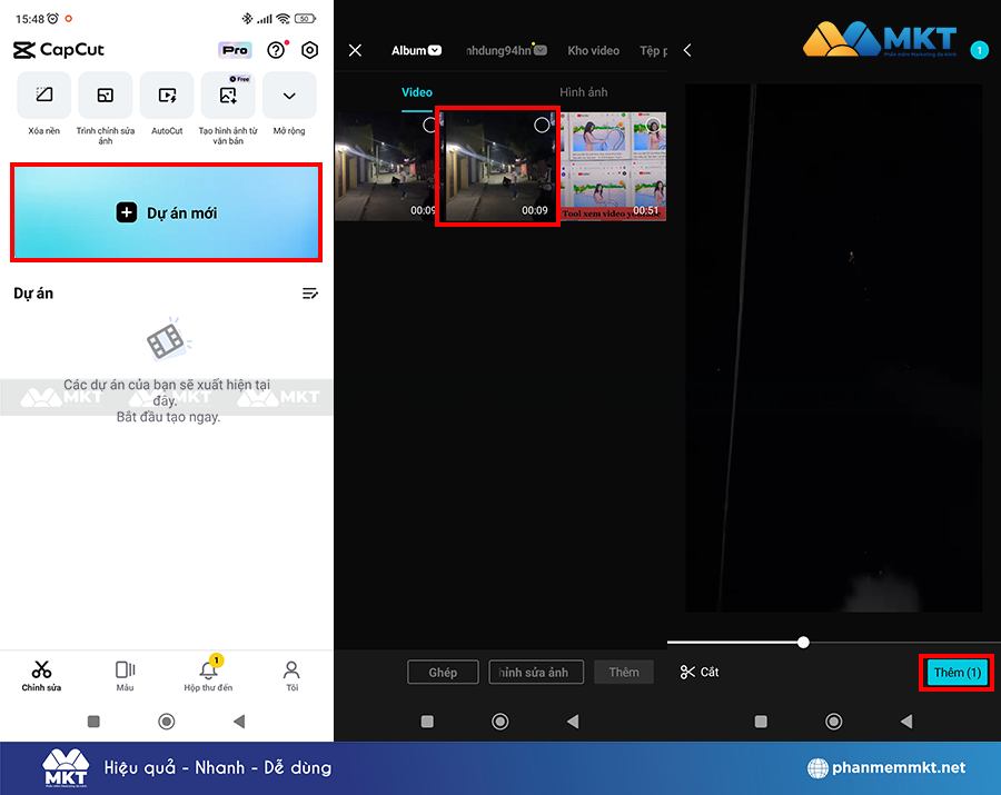 Chọn video mà bạn muốn thêm nhạc vào CapCut