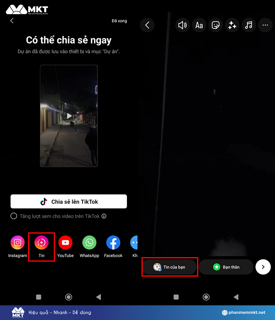 Đăng video lên story Instagram