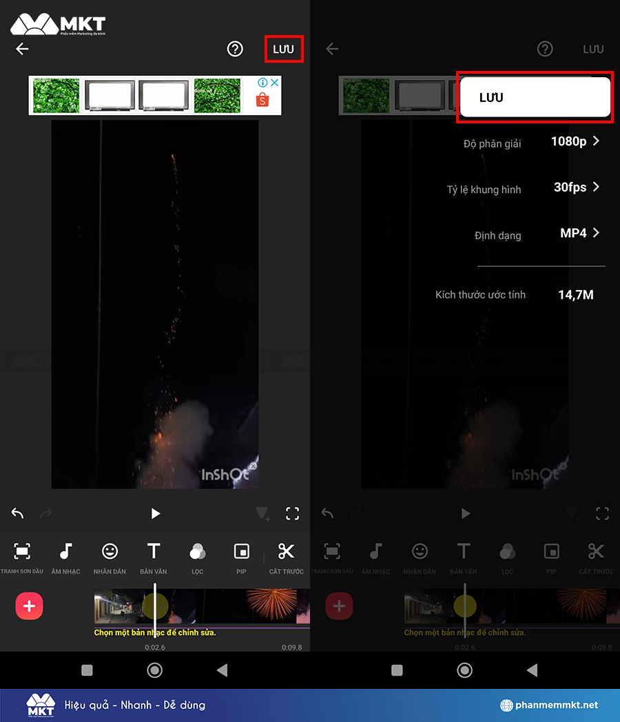 Xuất video từ Inshot để đăng trên story Instagram