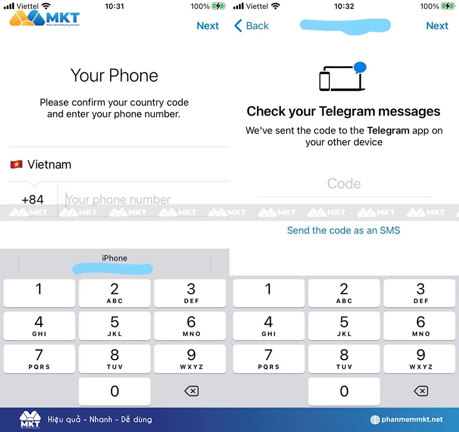 Tiến hành đăng nhập bằng số điện thoại đăng ký Telegram