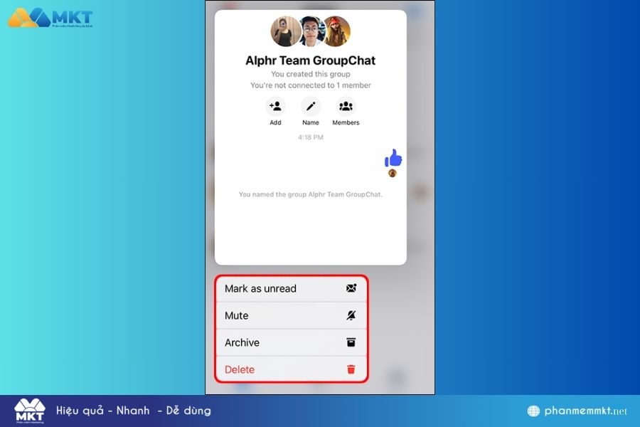 Cách xóa trò chuyện nhóm trên Facebook với Iphone