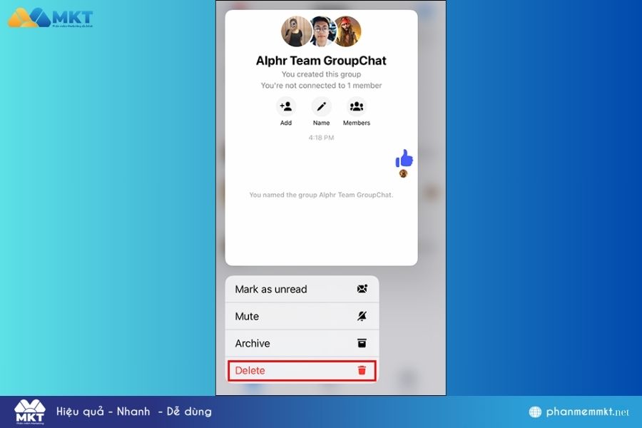 Cách xóa trò chuyện nhóm trên Facebook với Iphone