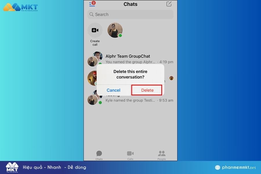 Cách xóa trò chuyện nhóm trên Facebook với Iphone