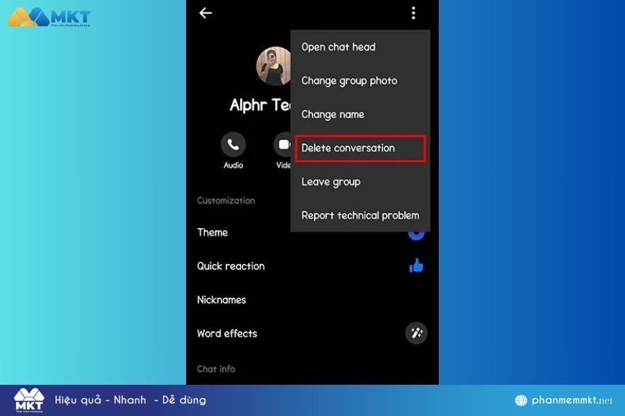 Cách xóa trò chuyện nhóm trên Facebook với Android