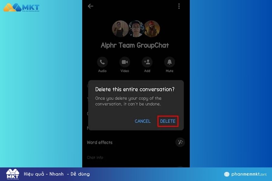 Cách xóa trò chuyện nhóm trên Facebook với Android