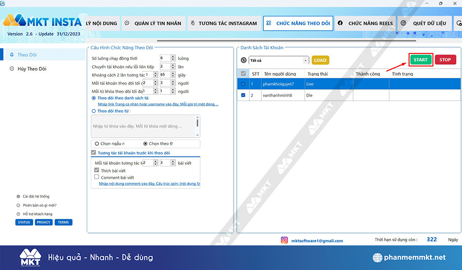 Chạy kịch bản hack follow Instagram