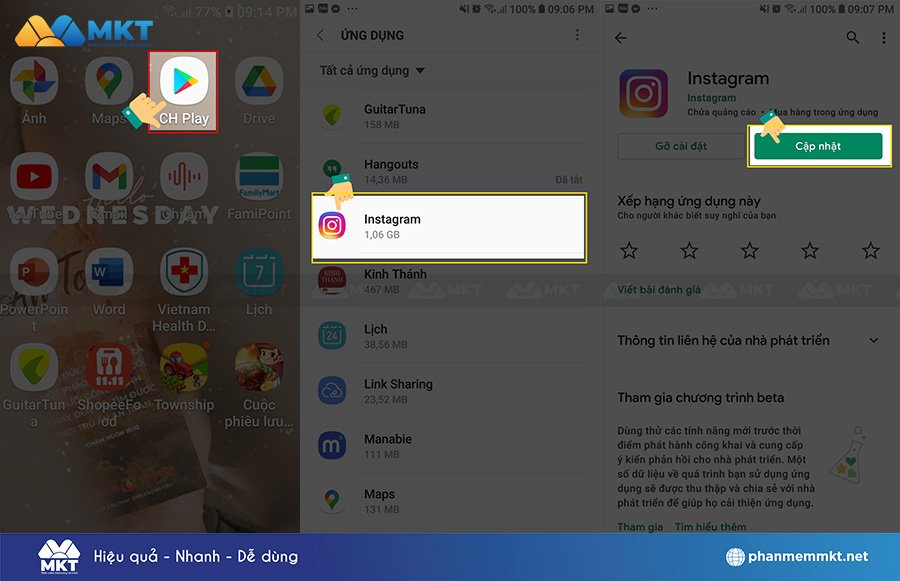 Cập nhật ứng dụng Instagram