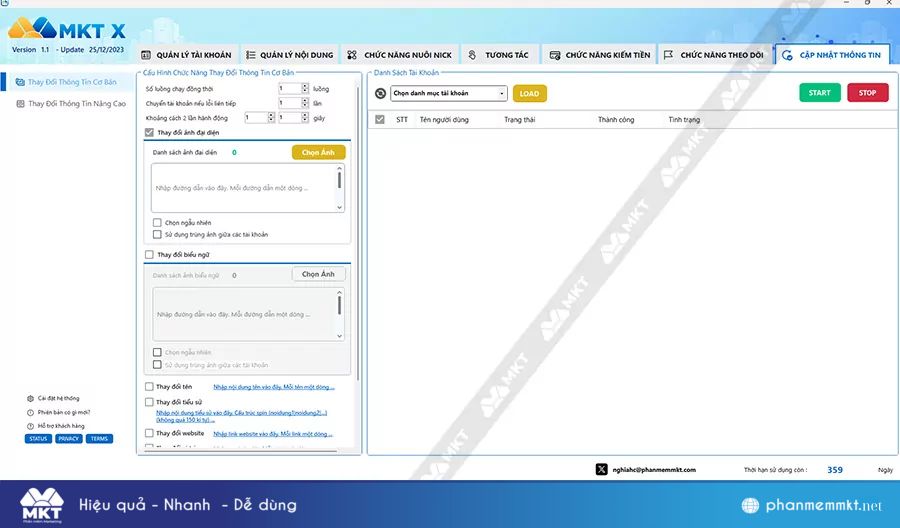Cập nhật thông tin tài khoản tự động