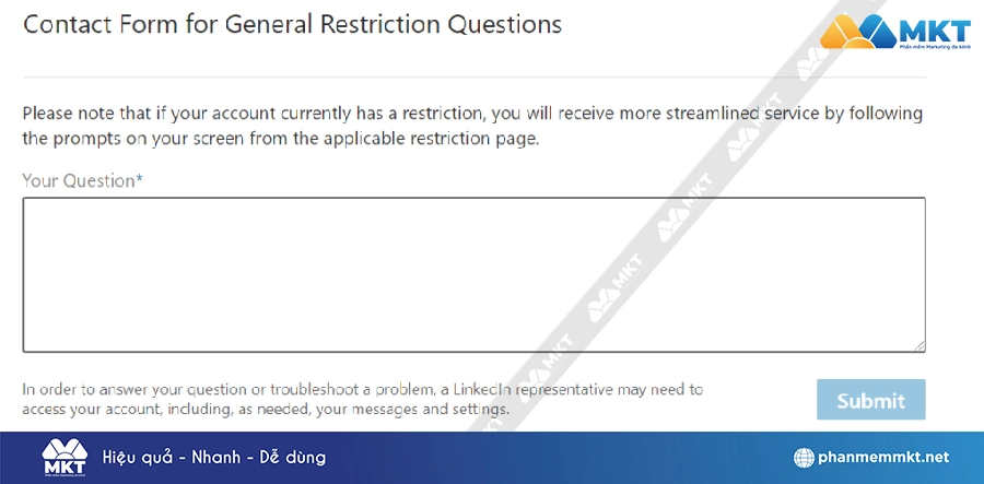 Liên hệ với bộ phận hỗ trợ của LinkedIn