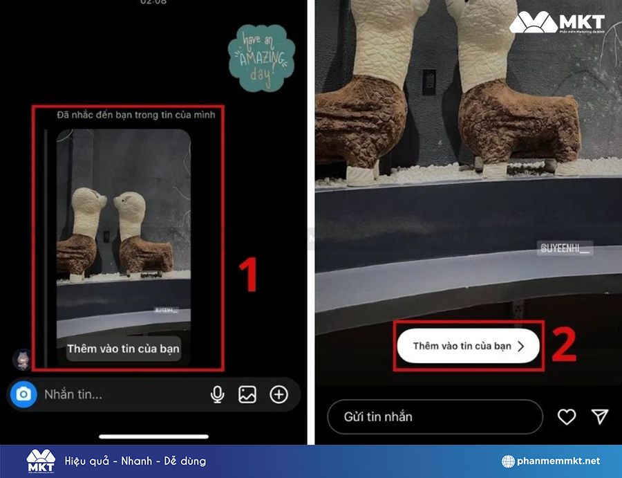 Nhấn vào xem story => chọn Thêm vào tin của bạn