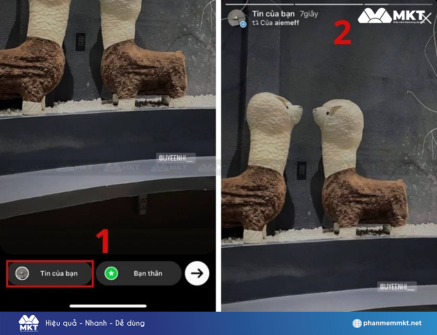 Nhấn vào Tin của bạn để reup story của người khác lên tin của mình