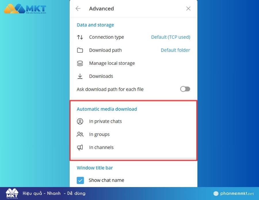 Cách tắt tự tải video trên Telegram về máy tính