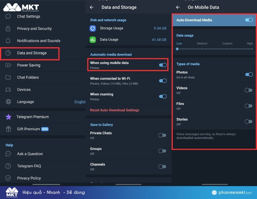 Cách tắt tự tải video trên Telegram về điện thoại Android