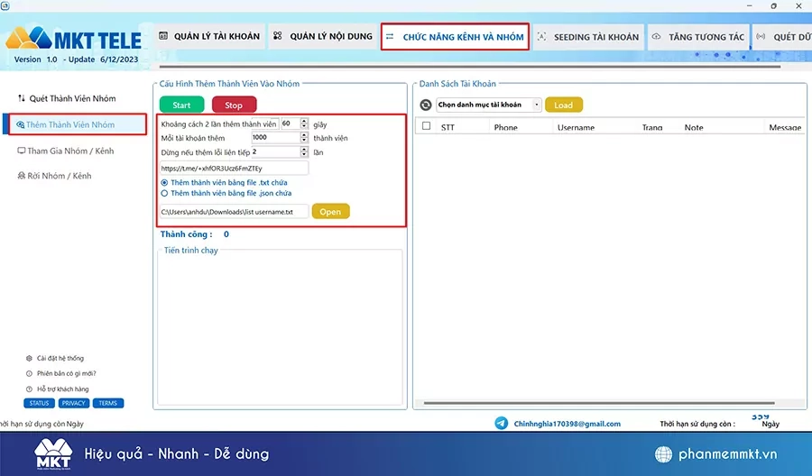 Tạo kịch bản add mem Telegram tự động