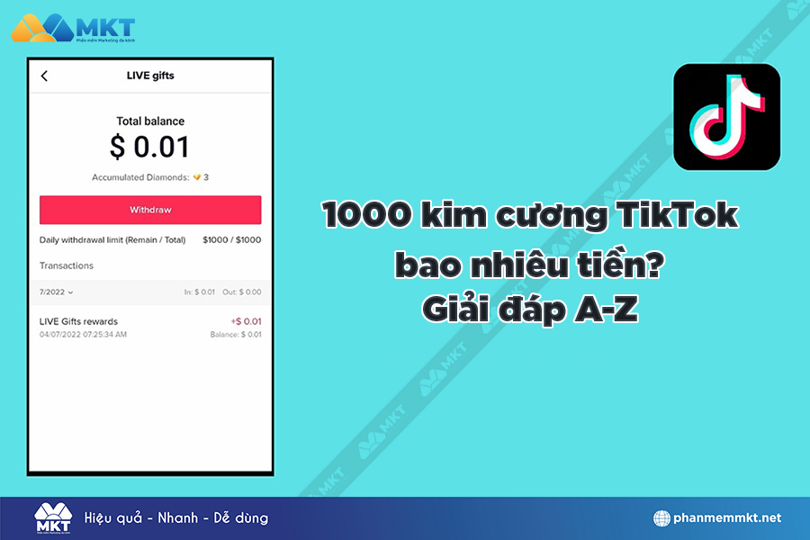 1000 kim cương TikTok bao nhiêu tiền?