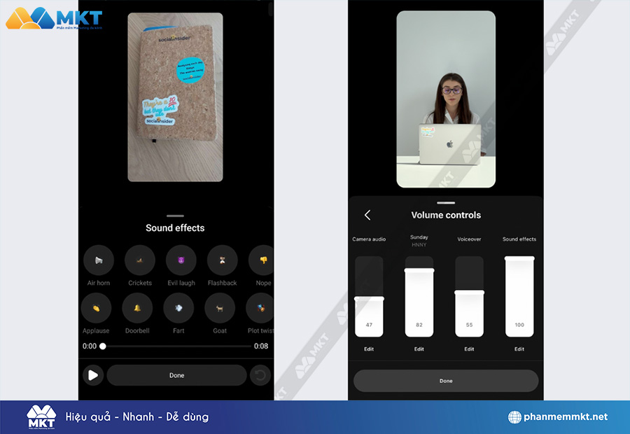 Sử dụng voice filters and sound effects cho video Reels