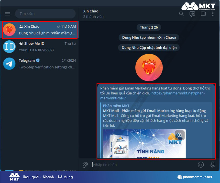 Chọn group/channel của bạn => chọn tin nhắn muốn ghim