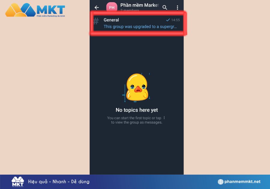 Bấm vào phần topic vừa tạo 