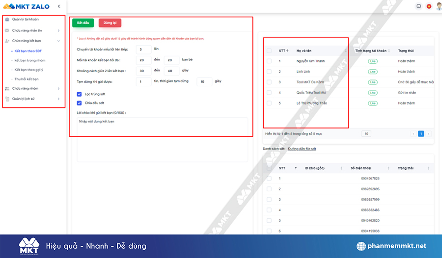 Kết bạn Zalo hàng loạt tự động