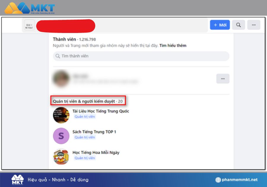 Chọn một trong số quản trị viên 