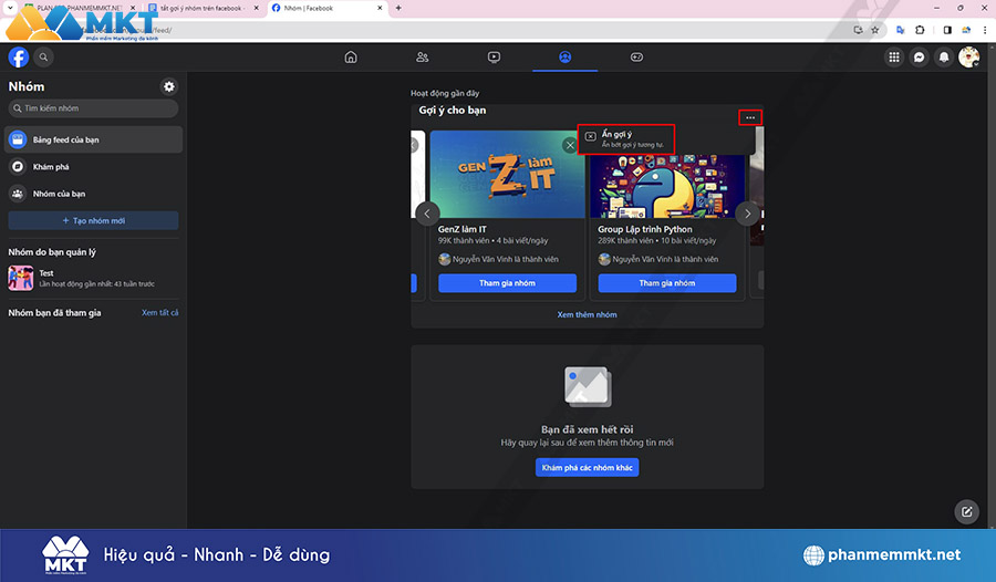 Ẩn tất cả nhóm gợi ý
