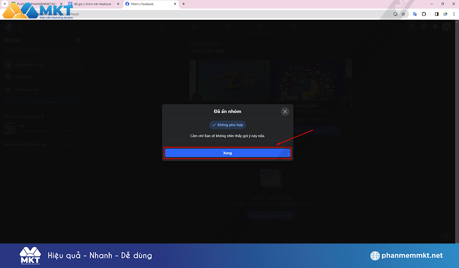 Nhấn Xong để hoàn tất