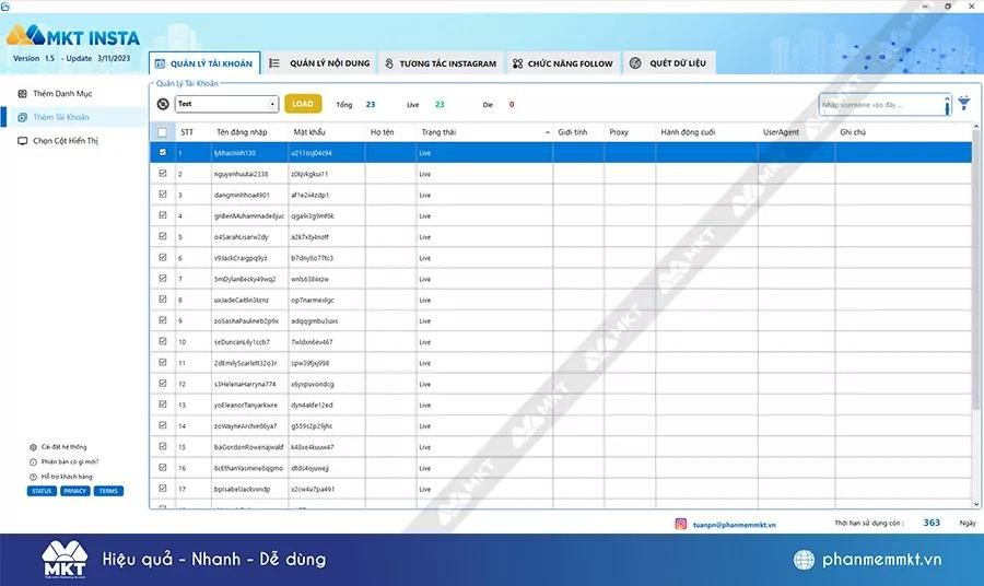 Hỗ trợ quản lý hàng loạt tài khoản