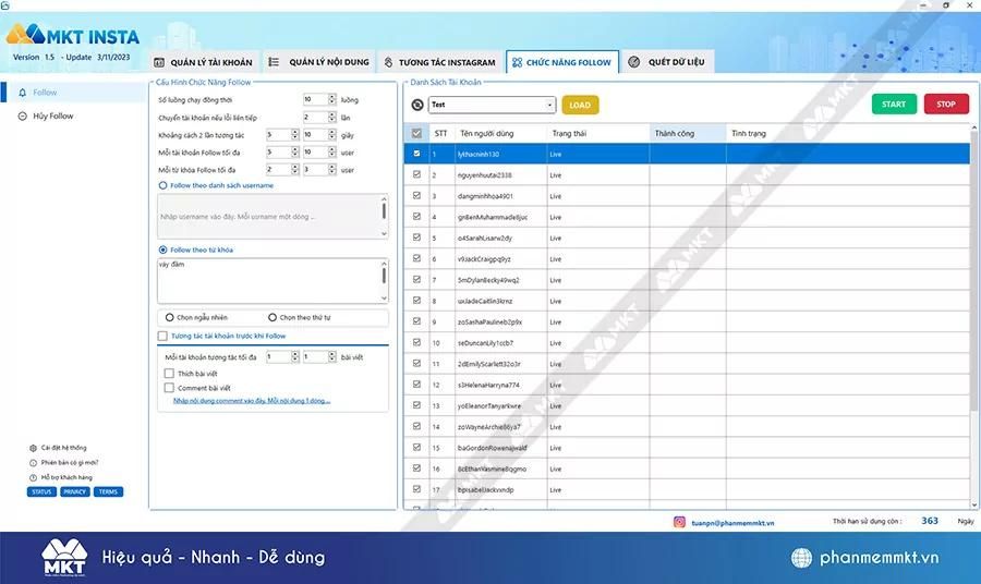 Tool nuôi nick Instagram giúp người dùng tăng follow