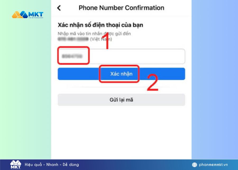 Facebook sẽ gửi mã xác thực qua số điện thoại mới