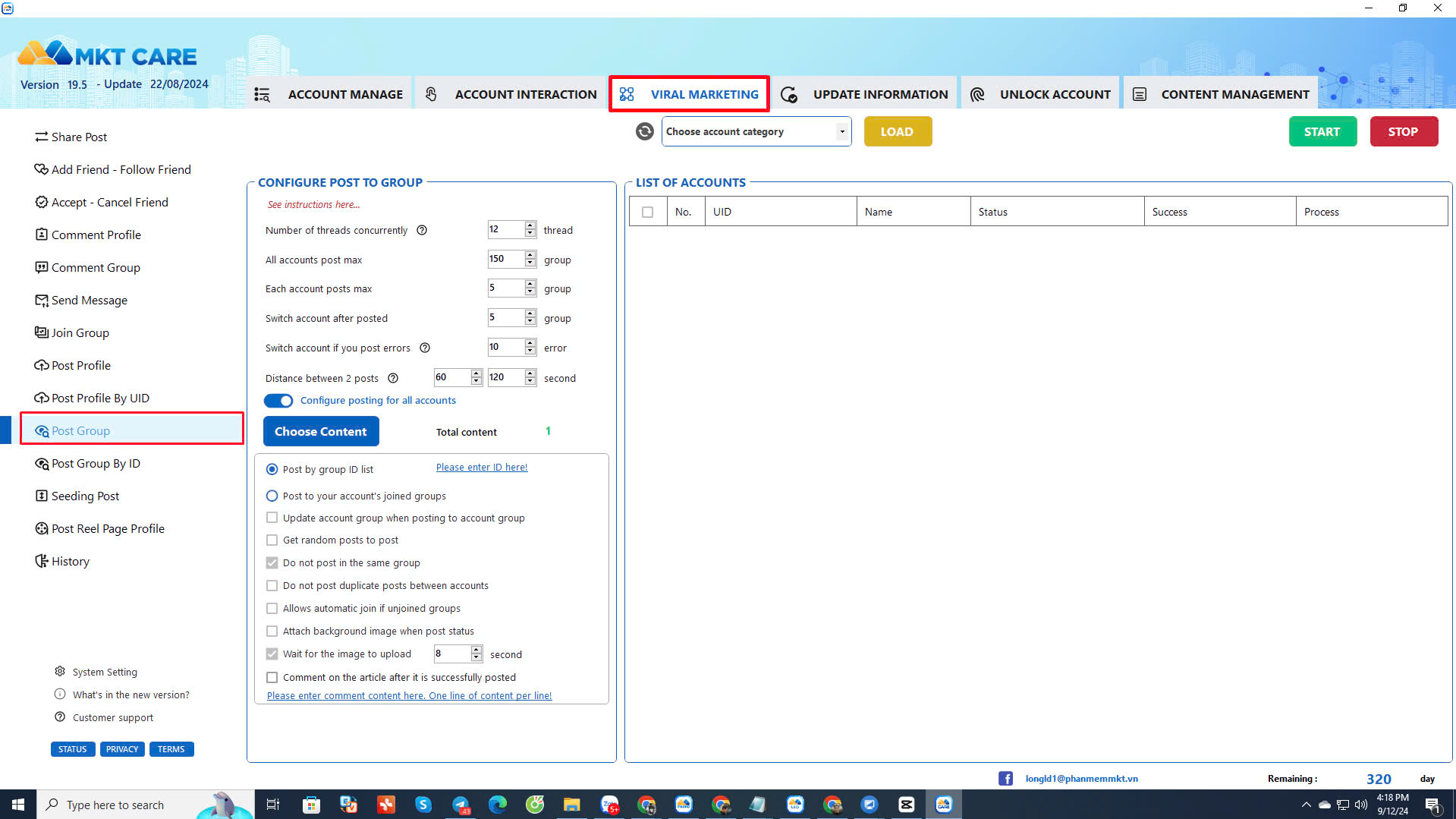 Instructions for using Facebook group auto post tool MKT Care