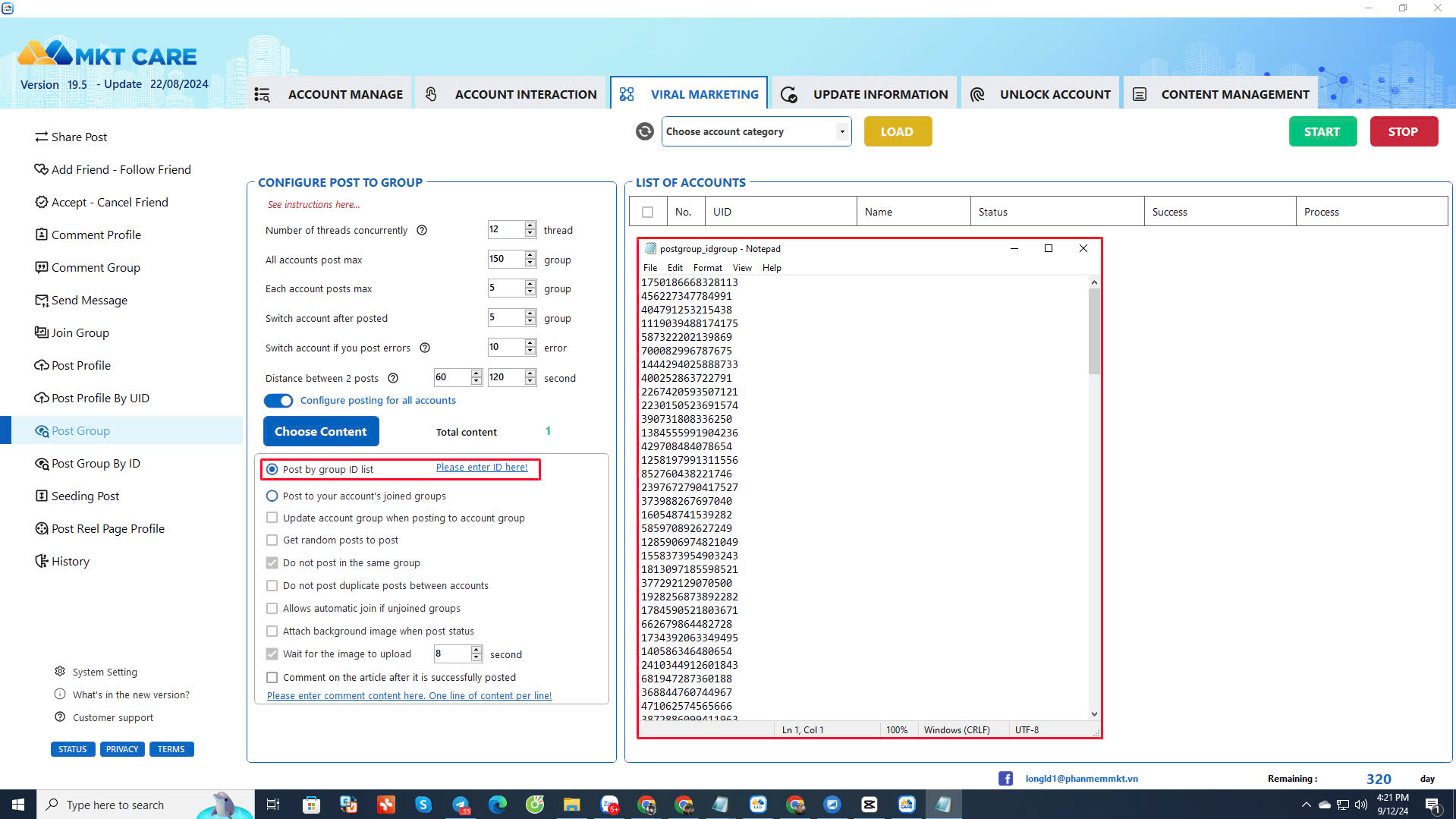 Instructions for using Facebook group auto post tool MKT Care