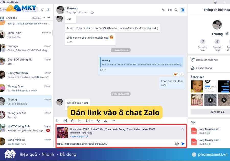 Cách gửi vị trí qua Zalo