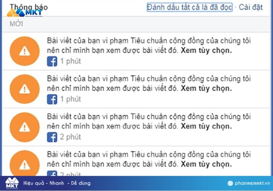 Facebook bị khóa do vi phạm tiêu chuẩn cộng đồng