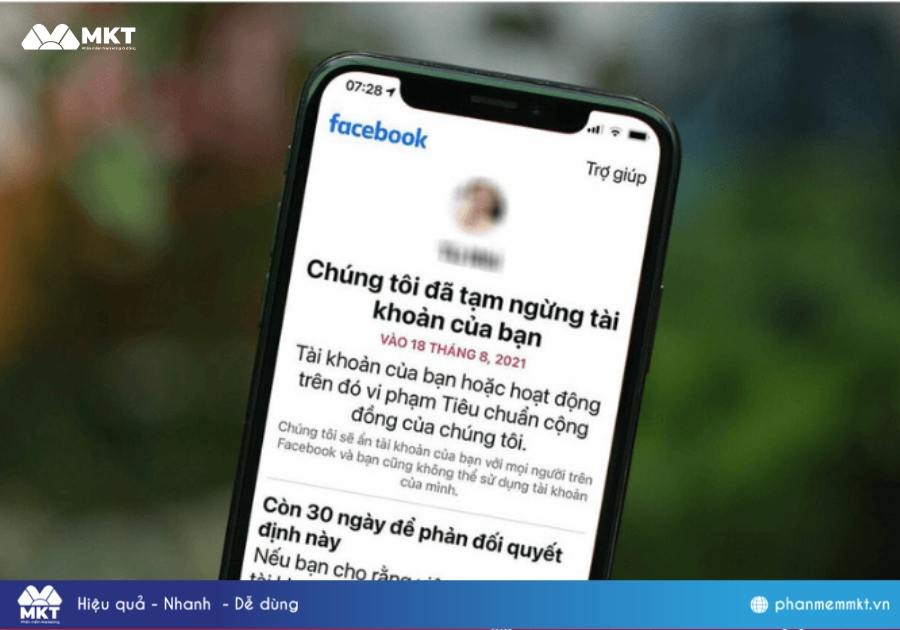 Facebook bị khóa do vi phạm tiêu chuẩn cộng đồng