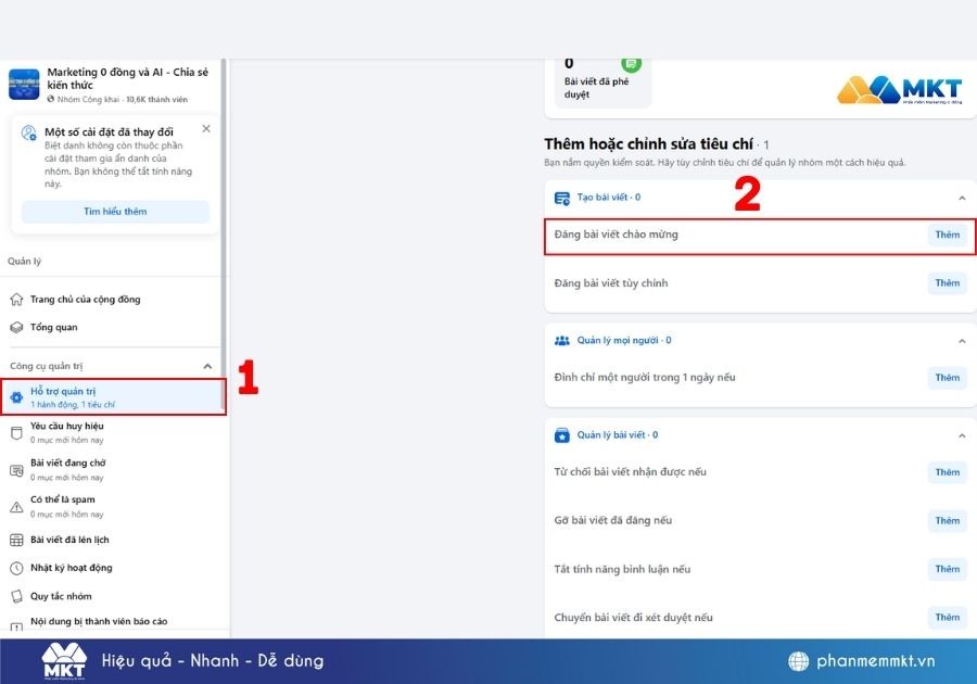 Chào mừng thành viên mới trong group Facebook